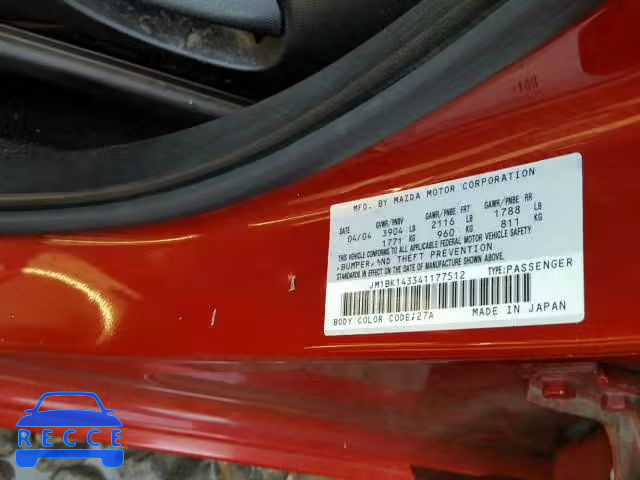 2004 MAZDA 3 HATCHBAC JM1BK143341177512 зображення 9