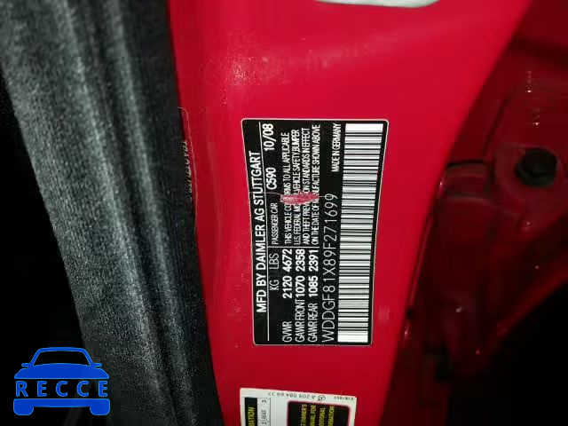 2009 MERCEDES-BENZ C 300 4MAT WDDGF81X89F271699 image 9
