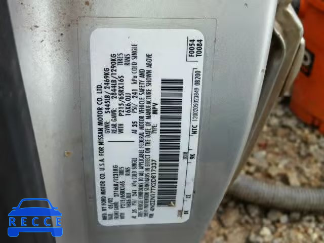 2002 NISSAN QUEST GLE 4N2ZN17TX2D817337 image 9