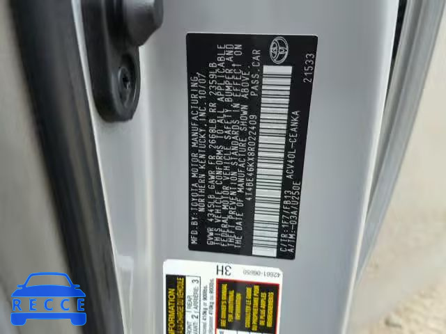 2008 TOYOTA CAMRY CE 4T4BE46KX8R022409 image 9