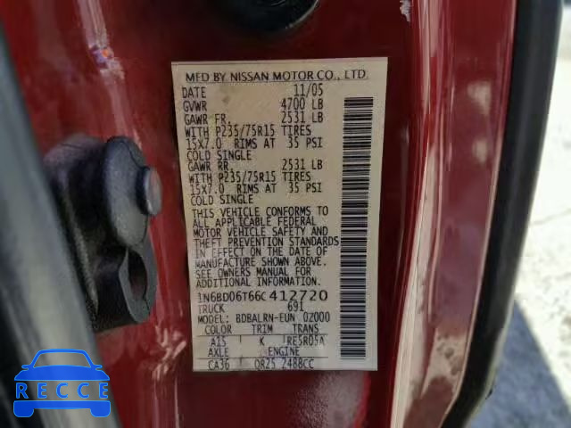 2006 NISSAN FRONTIER K 1N6BD06T66C412720 image 9