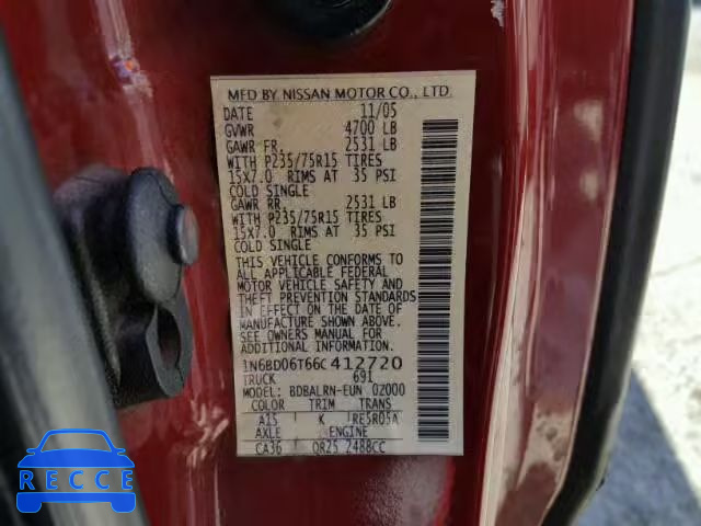 2006 NISSAN FRONTIER K 1N6BD06T66C412720 image 9