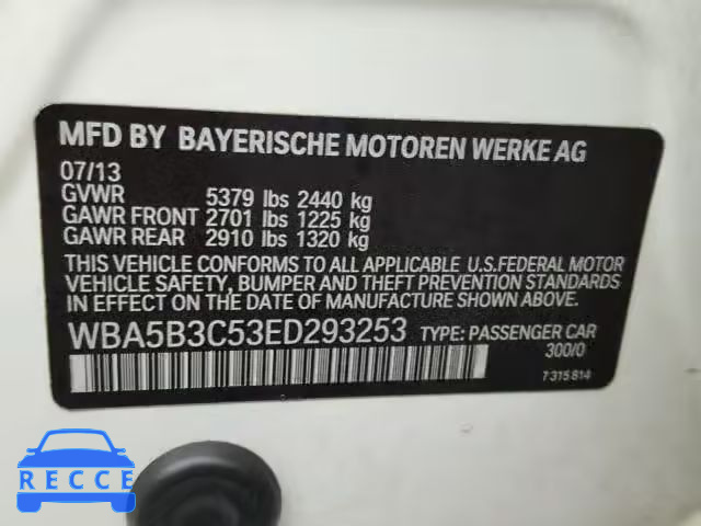 2014 BMW 535 XI WBA5B3C53ED293253 image 9