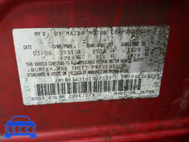 2006 MAZDA 3 HATCHBAC JM1BK343161507338 image 9