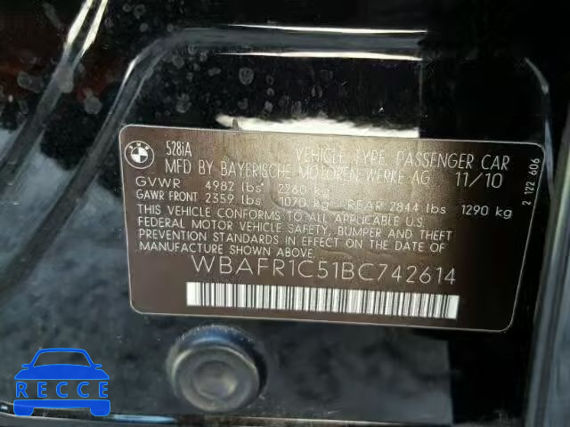 2011 BMW 528 I WBAFR1C51BC742614 image 9