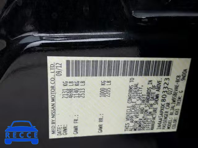 2013 NISSAN MAXIMA S 1N4AA5APXDC803323 Bild 9
