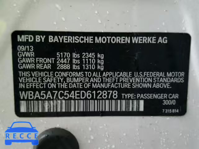 2014 BMW 528 XI WBA5A7C54ED612878 зображення 9