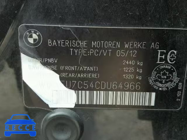2012 BMW 535 XI WBAFU7C54CDU64966 зображення 9