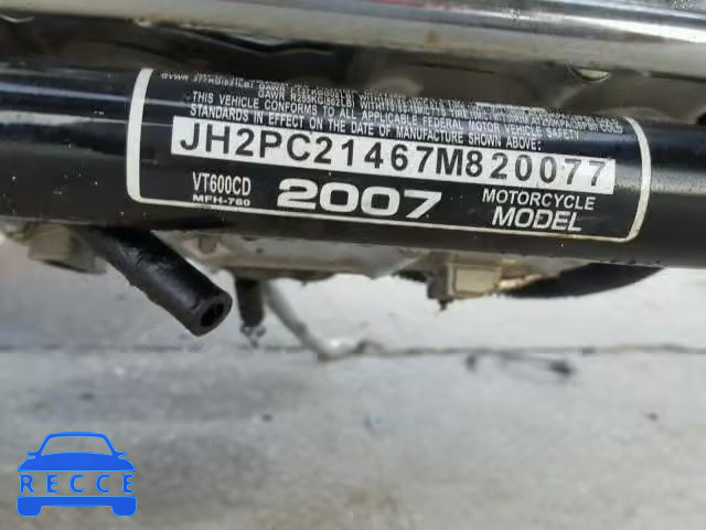 2007 HONDA VT600 CD JH2PC21467M820077 зображення 9