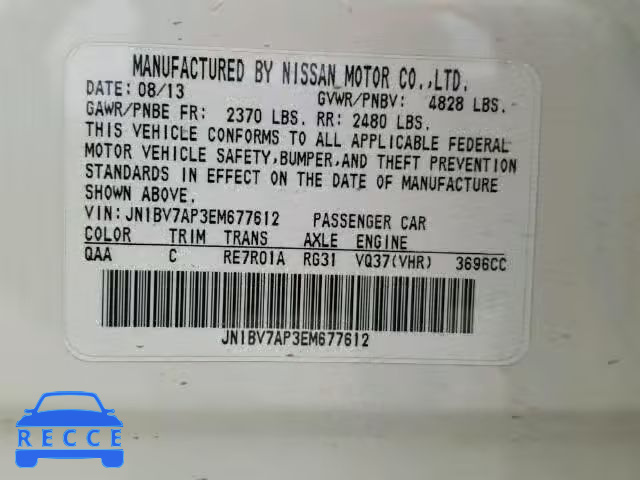 2014 INFINITI Q50 BASE JN1BV7AP3EM677612 image 9