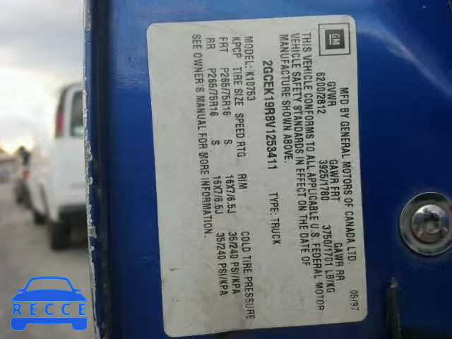 1997 CHEVROLET GMT-400 K1 2GCEK19R8V1253411 image 9