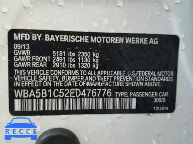 2014 BMW 535 I WBA5B1C52ED476776 Bild 9
