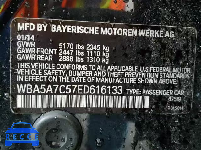 2014 BMW 528 XI WBA5A7C57ED616133 image 9
