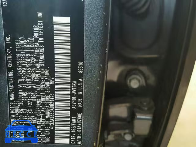 2010 TOYOTA VENZA BASE 4T3ZA3BB3AU021426 image 9