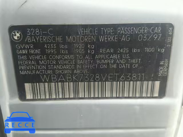 1997 BMW 328 IC WBABK7328VET63811 image 9