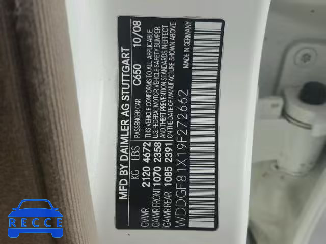 2009 MERCEDES-BENZ C 300 4MAT WDDGF81X19F272662 image 9