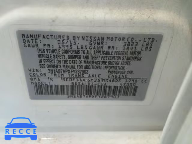 2015 NISSAN SENTRA S 3N1AB7APXFY287903 image 9