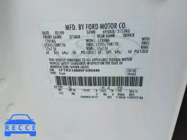 2009 FORD F150 SUPER 1FTRX14889FA96446 Bild 9