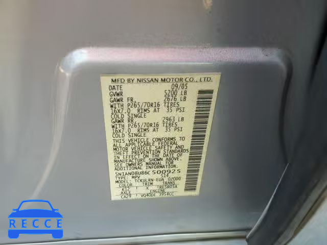 2006 NISSAN XTERRA OFF 5N1AN08U86C500925 image 9