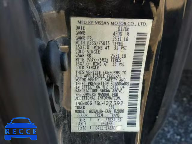 2006 NISSAN FRONTIER K 1N6BD06T76C422592 image 9
