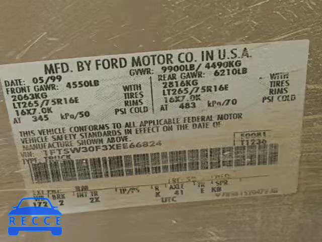 1999 FORD F350 SRW S 1FTSW30F3XEE66824 Bild 9