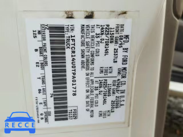 1996 FORD RANGER SUP 1FTCR14U0TPA01778 зображення 9
