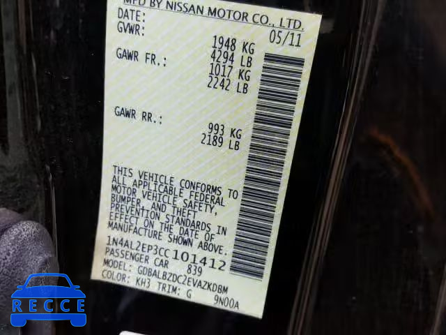 2012 NISSAN ALTIMA S 1N4AL2EP3CC101412 image 9