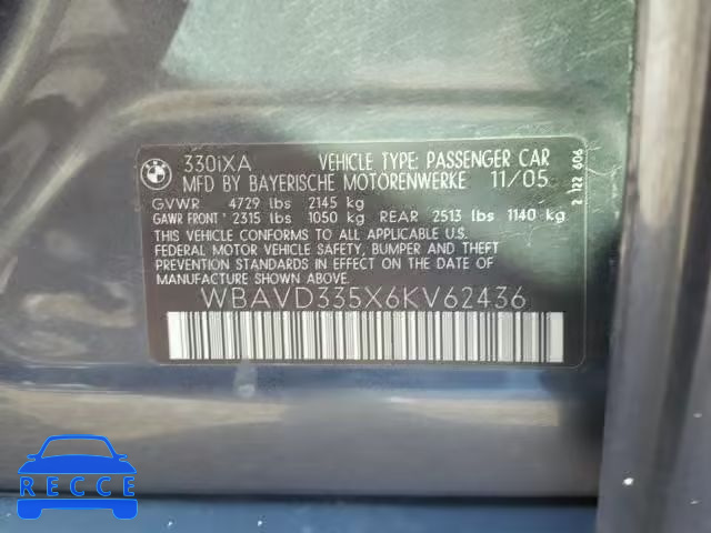 2006 BMW 330 XI WBAVD335X6KV62436 Bild 9