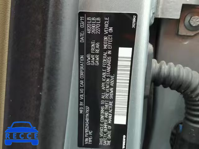 2011 VOLVO S80 YV1952AS4B1147837 image 9