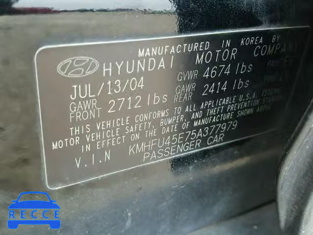 2005 HYUNDAI XG 350 KMHFU45E75A377979 image 9