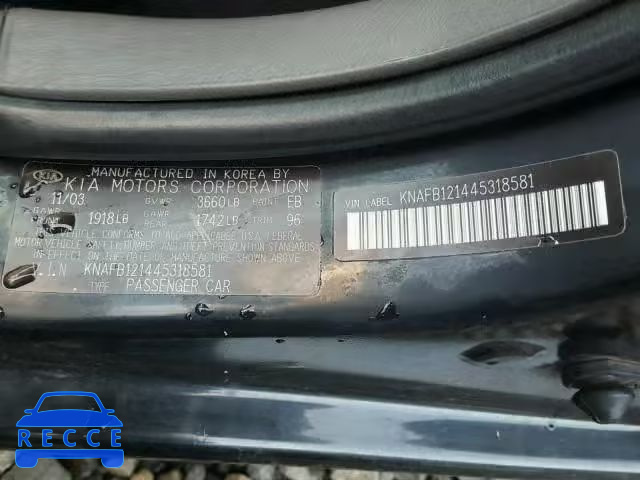 2004 KIA SPECTRA BA KNAFB121445318581 image 9