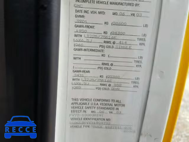 2003 GMC SAVANA CUT 1GDGG31V131904732 image 9