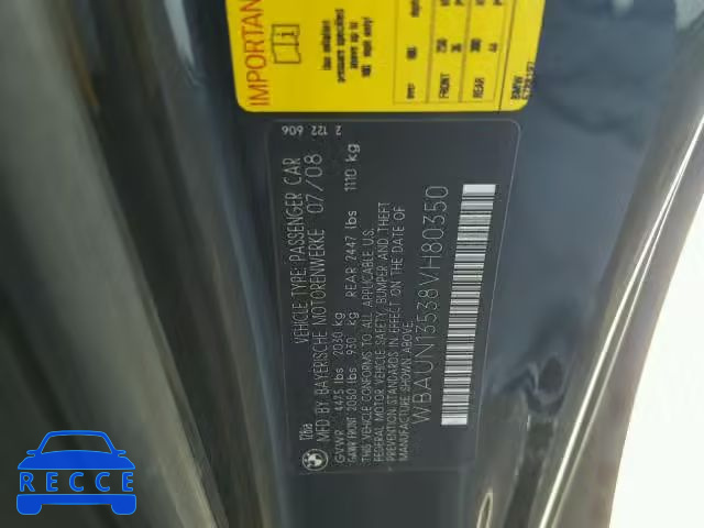 2008 BMW 128 I WBAUN13538VH80350 зображення 9