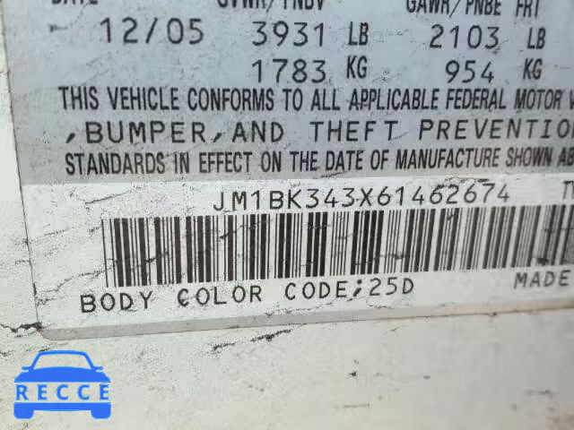 2006 MAZDA 3 HATCHBAC JM1BK343X61462674 image 9