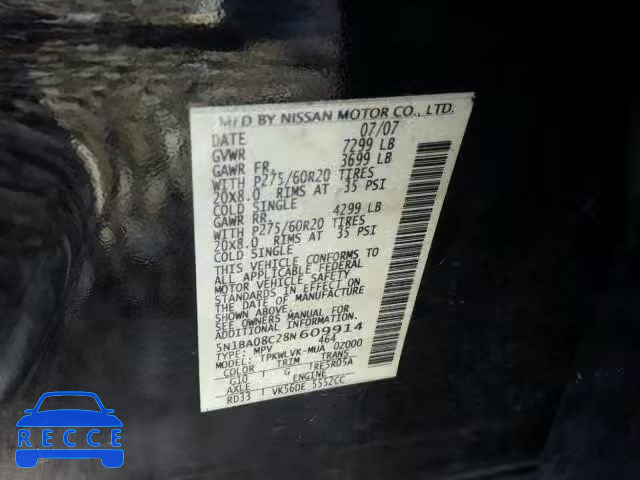 2008 NISSAN ARMADA SE 5N1BA08C28N609914 image 9