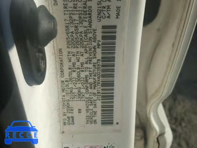 2004 TOYOTA 4RUNNER LI JTEBT17RX40035978 image 9