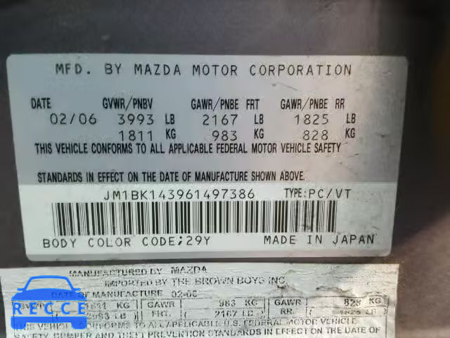 2006 MAZDA 3 HATCHBAC JM1BK143961497386 image 9