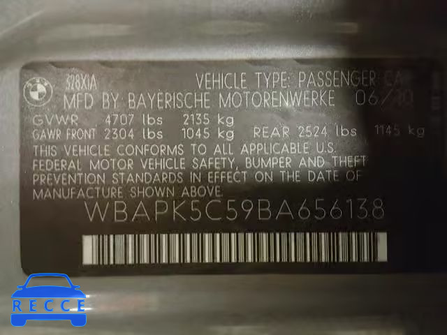 2011 BMW 328 XI SUL WBAPK5C59BA656138 image 9