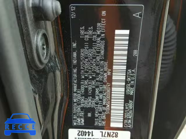 2013 TOYOTA SEQUOIA PL 5TDDW5G13DS080747 image 9