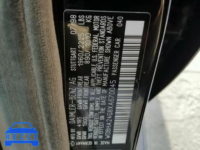 1999 MERCEDES-BENZ C 230 WDBHA24G8XA670045 image 9
