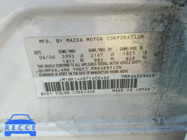 2007 MAZDA 3 HATCHBAC JM1BK144871602462 image 9