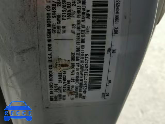 2001 NISSAN QUEST GLE 4N2ZN17T21D824779 image 9