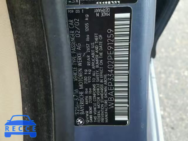 2002 BMW 325 XIT WBAEP33402PE91259 image 9