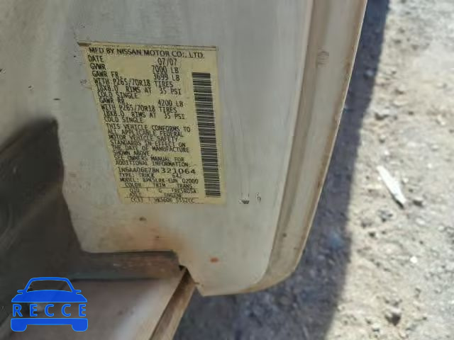 2008 NISSAN TITAN XE 1N6AA06E78N321064 image 9