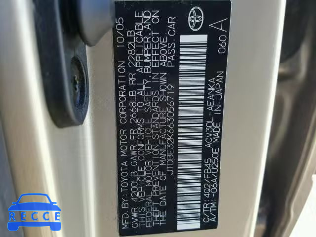 2006 TOYOTA CAMRY LE JTDBE32K663056719 image 9