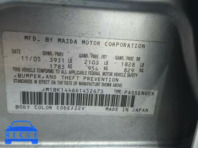 2006 MAZDA 3 HATCHBAC JM1BK144661452673 image 9