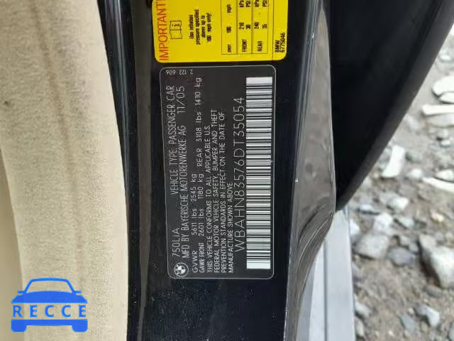 2006 BMW 750 LI WBAHN83576DT35054 image 9