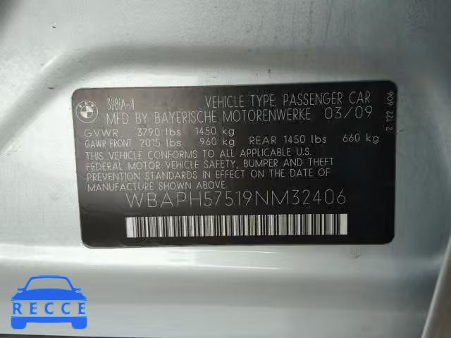 2009 BMW 328 I SULE WBAPH57519NM32406 зображення 9