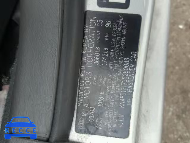 2003 KIA SPECTRA BA KNAFB121735280083 image 9