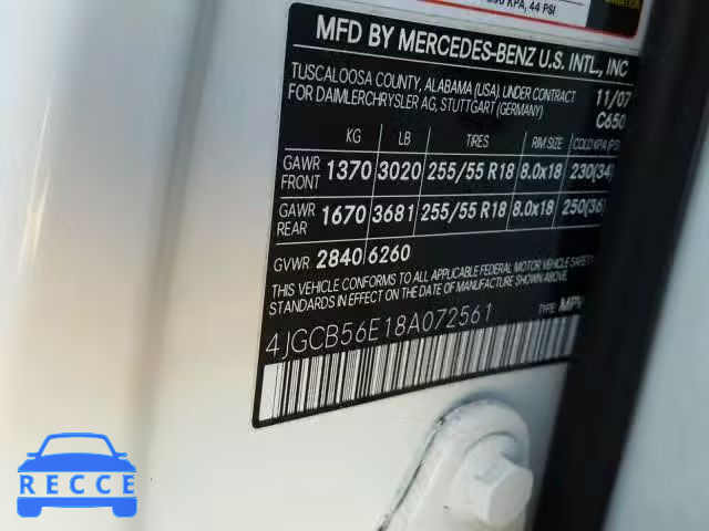 2008 MERCEDES-BENZ R 350 4JGCB56E18A072561 image 9